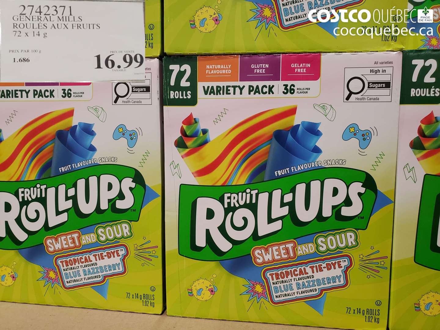 2742371 GENERAL MILLS ROULES AUX FRUITS 72 X 14 G $16.99