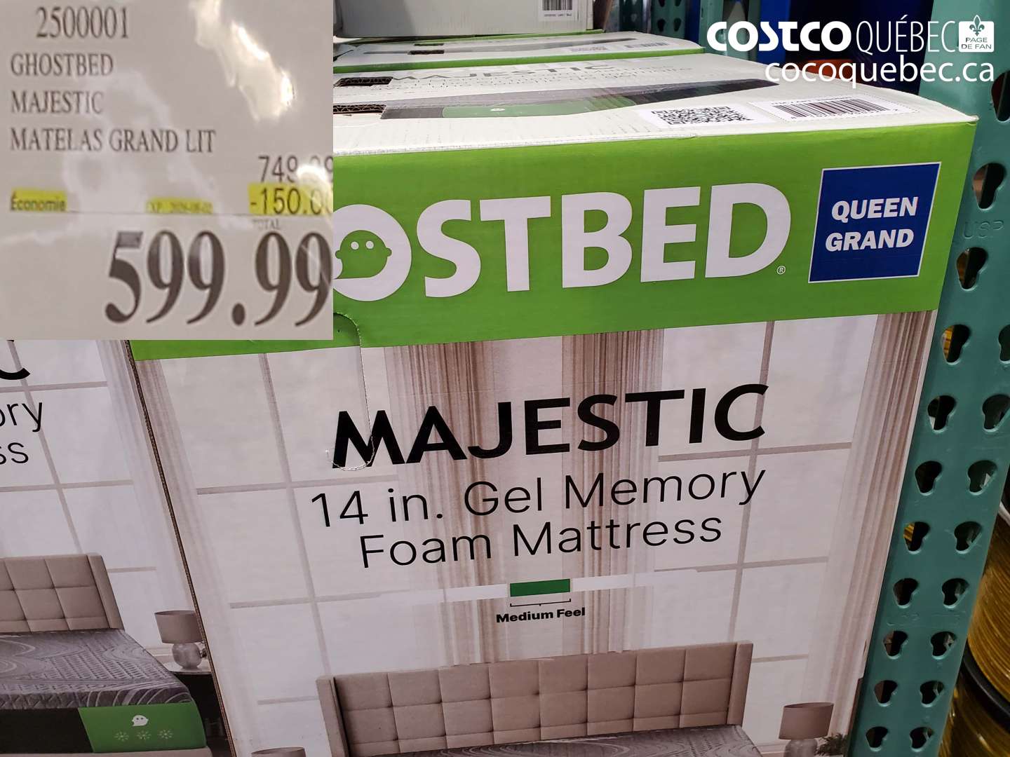 2500001 GHOSTBED MAJESTIC MATELAS GRAND LIT ($150.00 INSTANT SAVINGS) $599.99