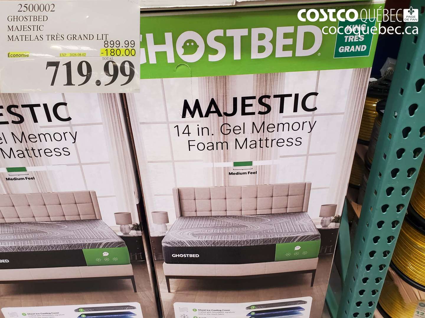 2500002 GHOSTBED MAJESTIC MATELAS TRÈS GRAND LIT ($180.00 INSTANT SAVINGS EXPIRES ON 2026-08-02) $719.99