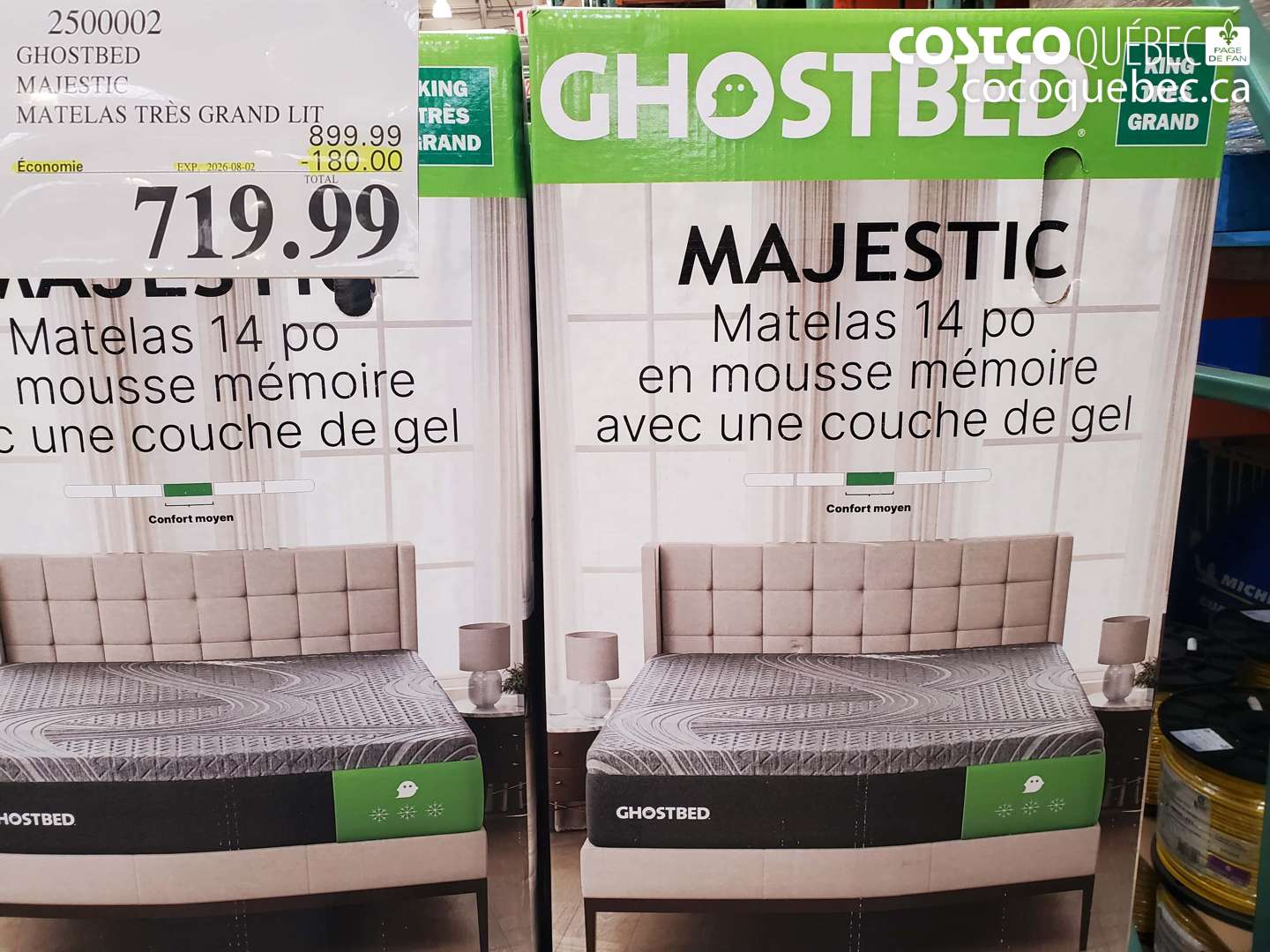 2500002 GHOSTBED MAJESTIC MATELAS TRÈS GRAND LIT ($180.00 INSTANT SAVINGS EXPIRES ON 2026-08-02) $719.99