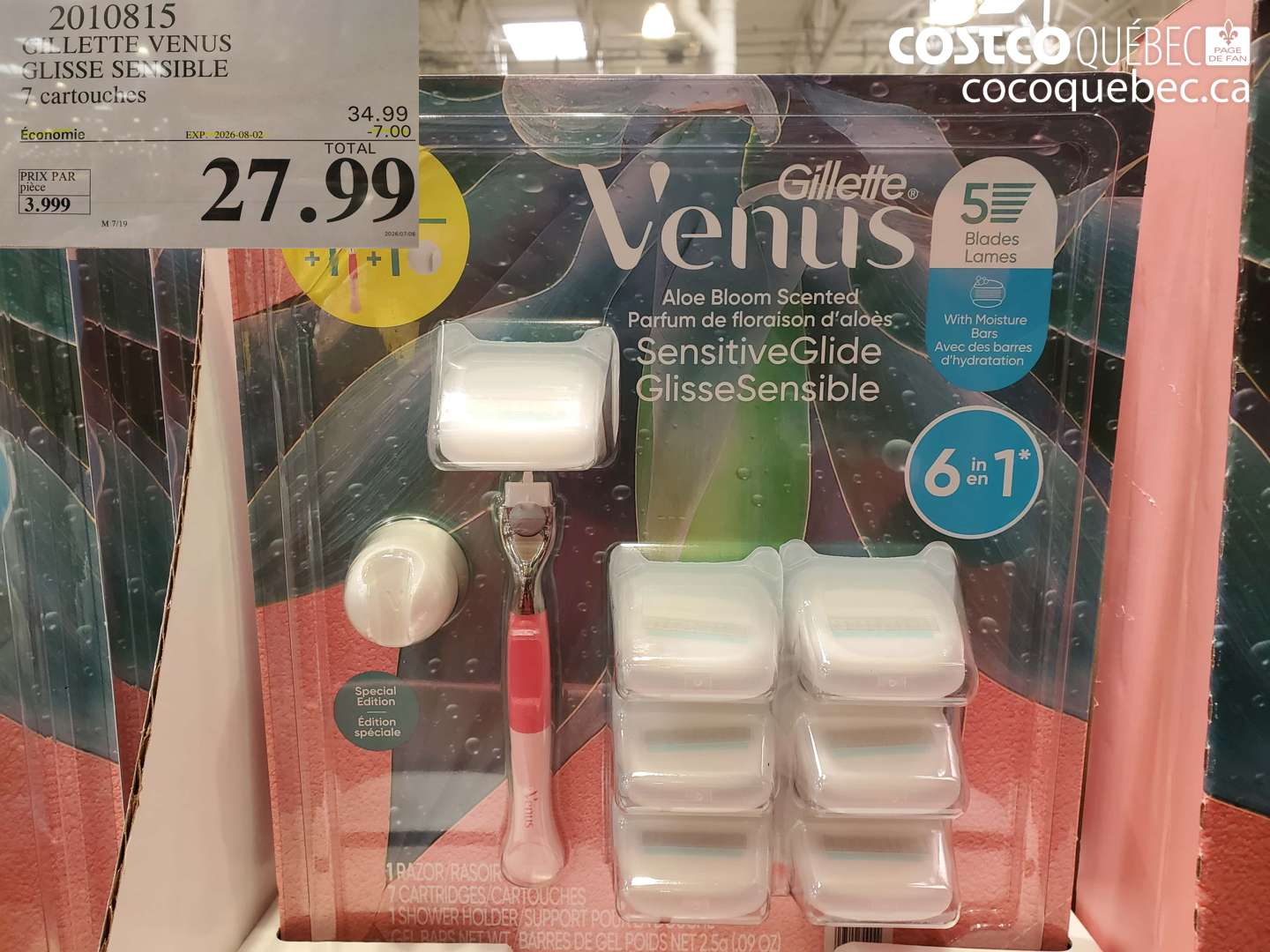 2010815 GILLETTE VENUS GLISSE SENSIBLE 7 CARTOUCHES ($7.00 INSTANT SAVINGS EXPIRES ON 2026-08-02) $27.99