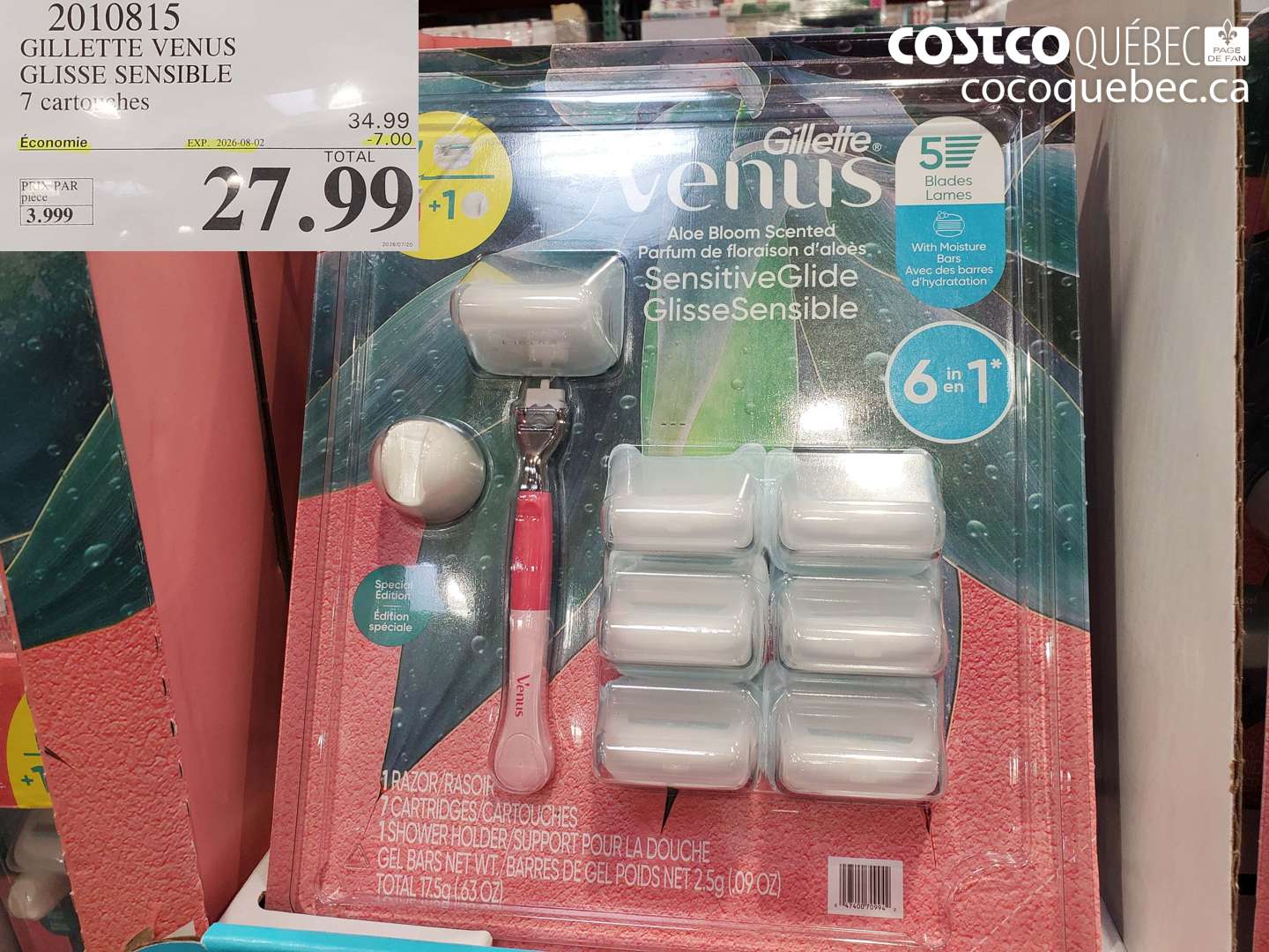 2010815 GILLETTE VENUS GLISSE SENSIBLE 7 CARTOUCHES ($7.00 INSTANT SAVINGS EXPIRES ON 2026-08-02) $27.99