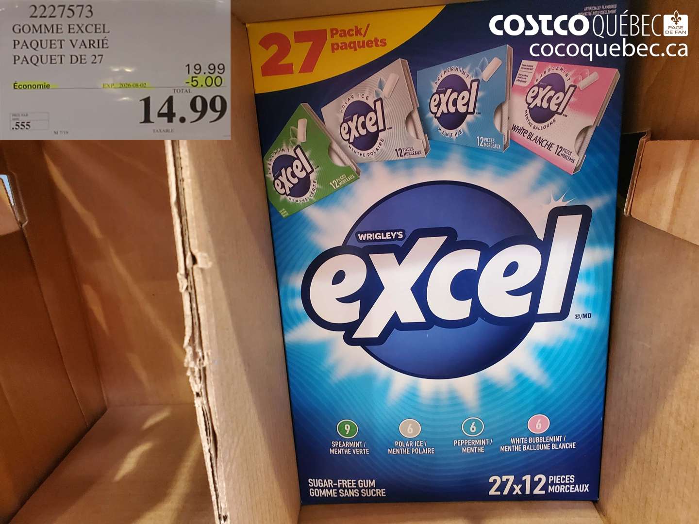 2227573 GOMME EXCEL PAQUET VARIÉ PAQUET DE 27 ($5.00 INSTANT SAVINGS EXPIRES ON 2026-08-02) $14.99