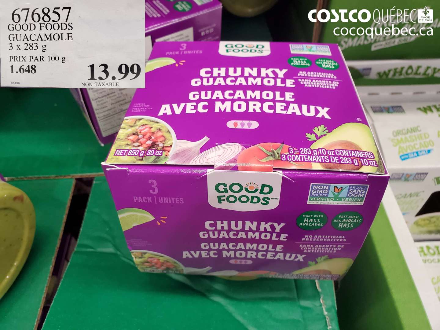 676857 GOOD FOODS GUACAMOLE 3 X 283 G $13.99