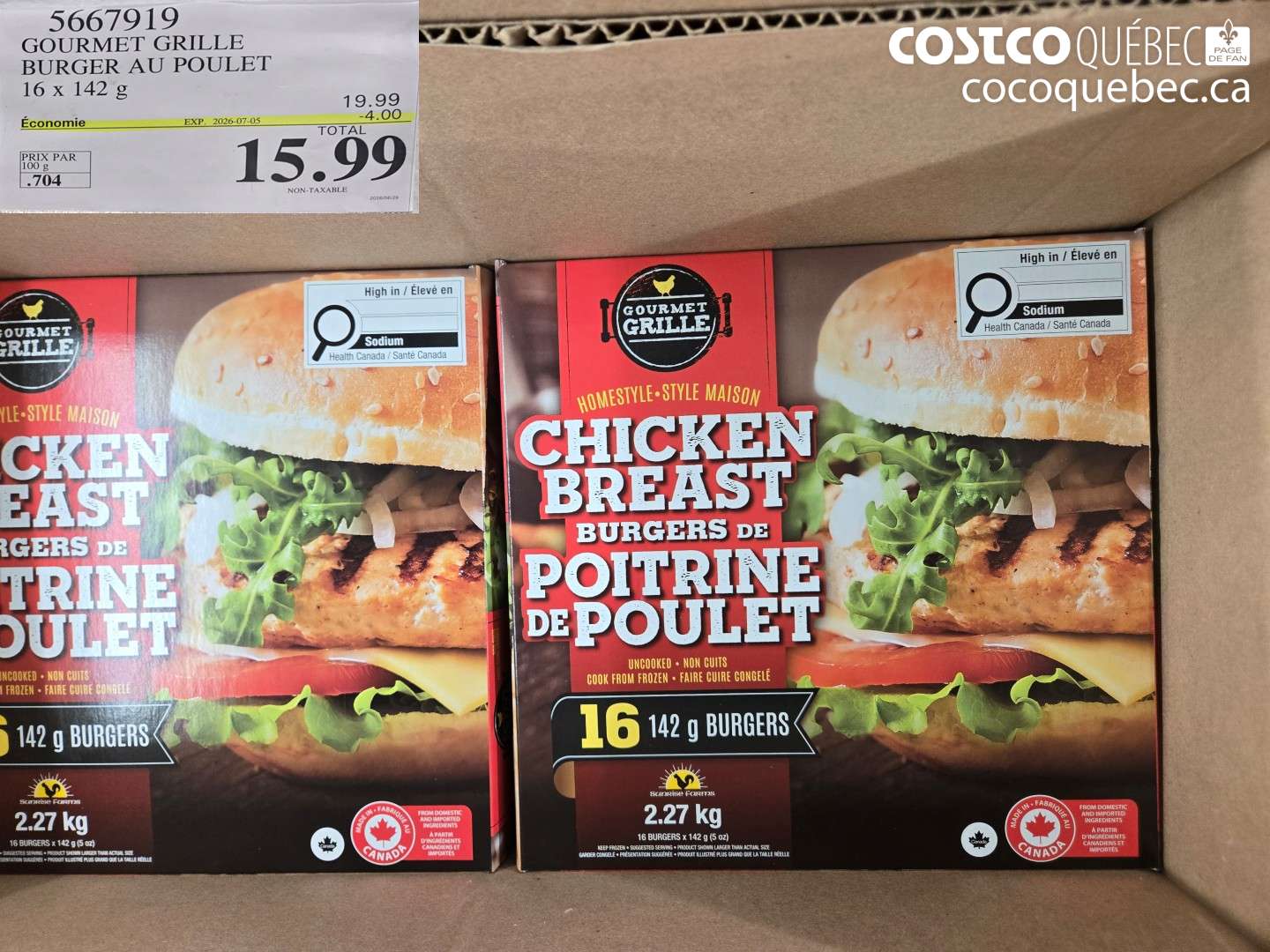 5667919 GOURMET GRILLE BURGER AU POULET ($4.00 INSTANT SAVINGS EXPIRES ON 2026-07-05) $15.99