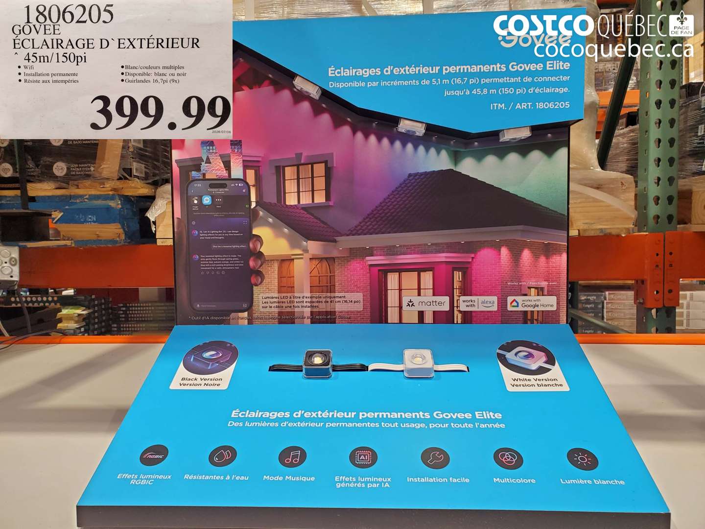 1806205 GOVEE ÉCLAIRAGE D`EXTÉRIEUR 45M/150PI $399.99