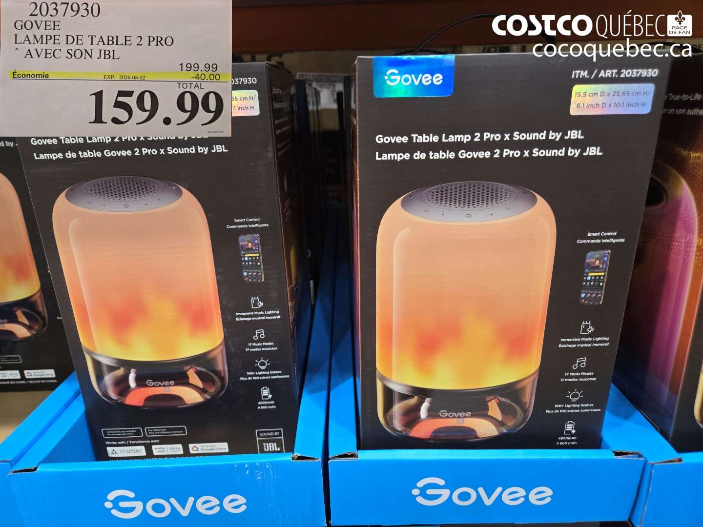 2037930 GOVEE LAMPE DE TABLE 2 PRO ($40.00 INSTANT SAVINGS EXPIRES ON 2026-08-02) $159.99