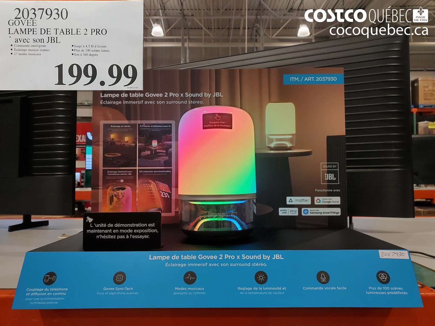2037930 GOVEE LAMPE DE TABLE 2 PRO AVEC SON JBL $199.99