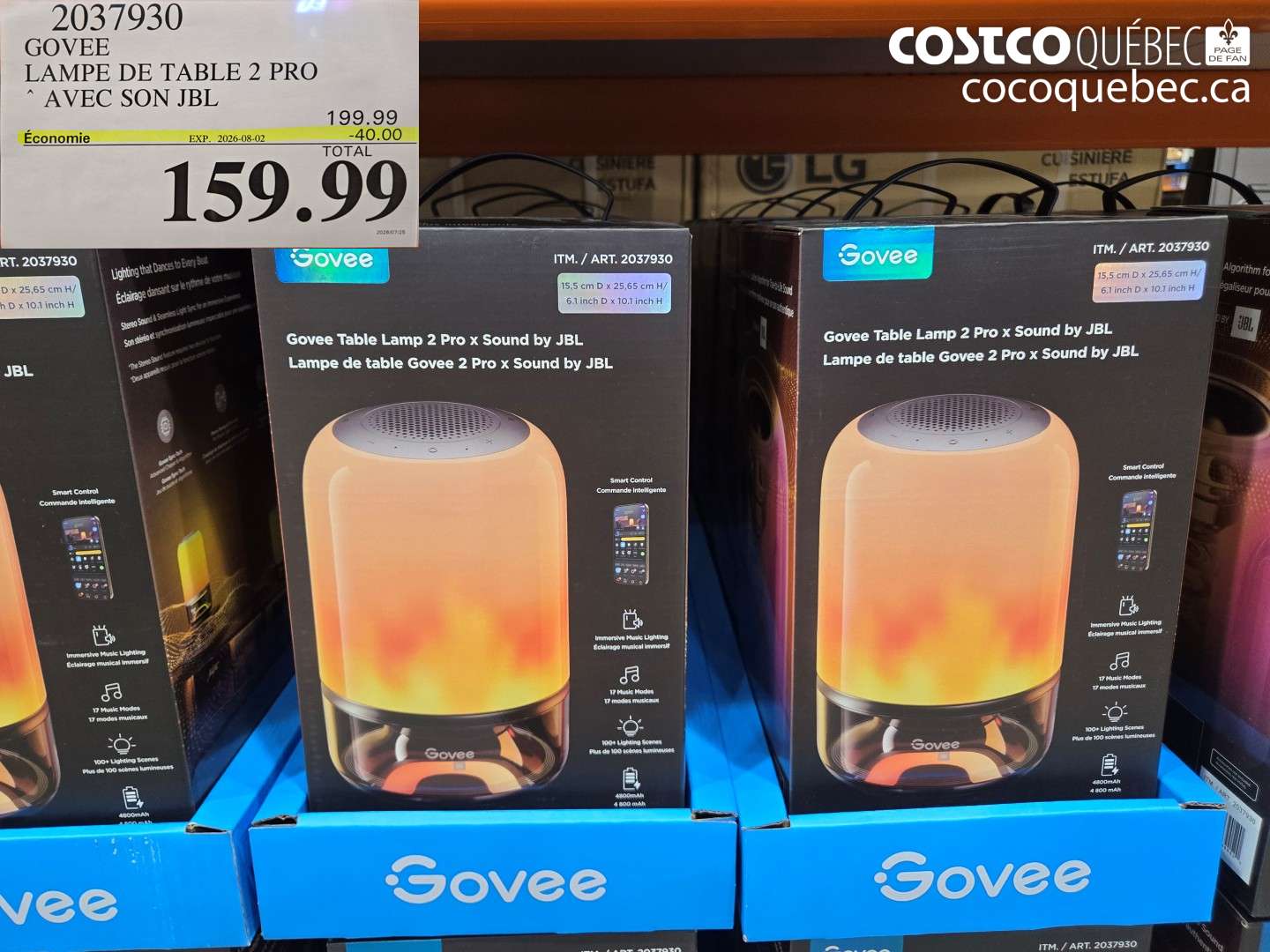 2037930 GOVEE LAMPE DE TABLE 2 PRO AVEC SON JBL ($40.00 INSTANT SAVINGS EXPIRES ON 2026-08-02) $159.99