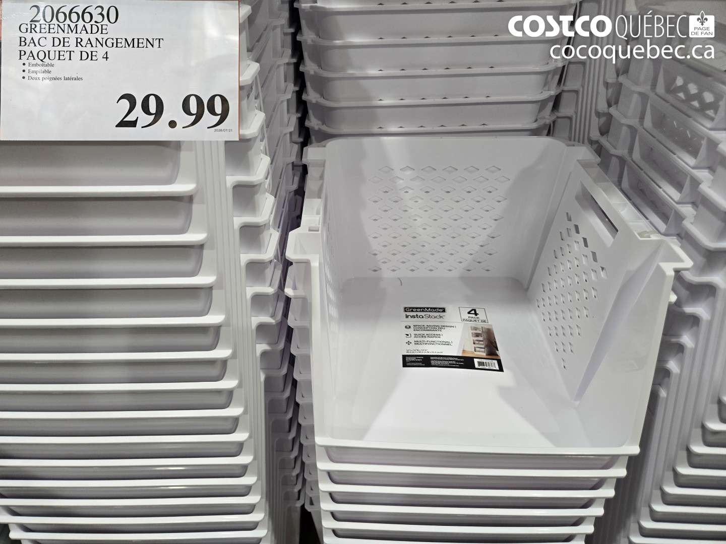 2066630 GREENMADE BAC DE RANGEMENT PAQUET DE 4 $29.99