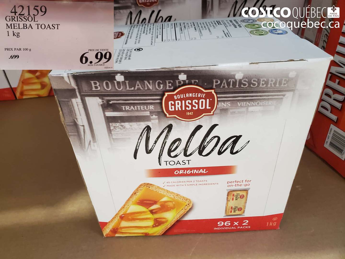 42159 GRISSOL MELBA TOAST 1 KG $6.99