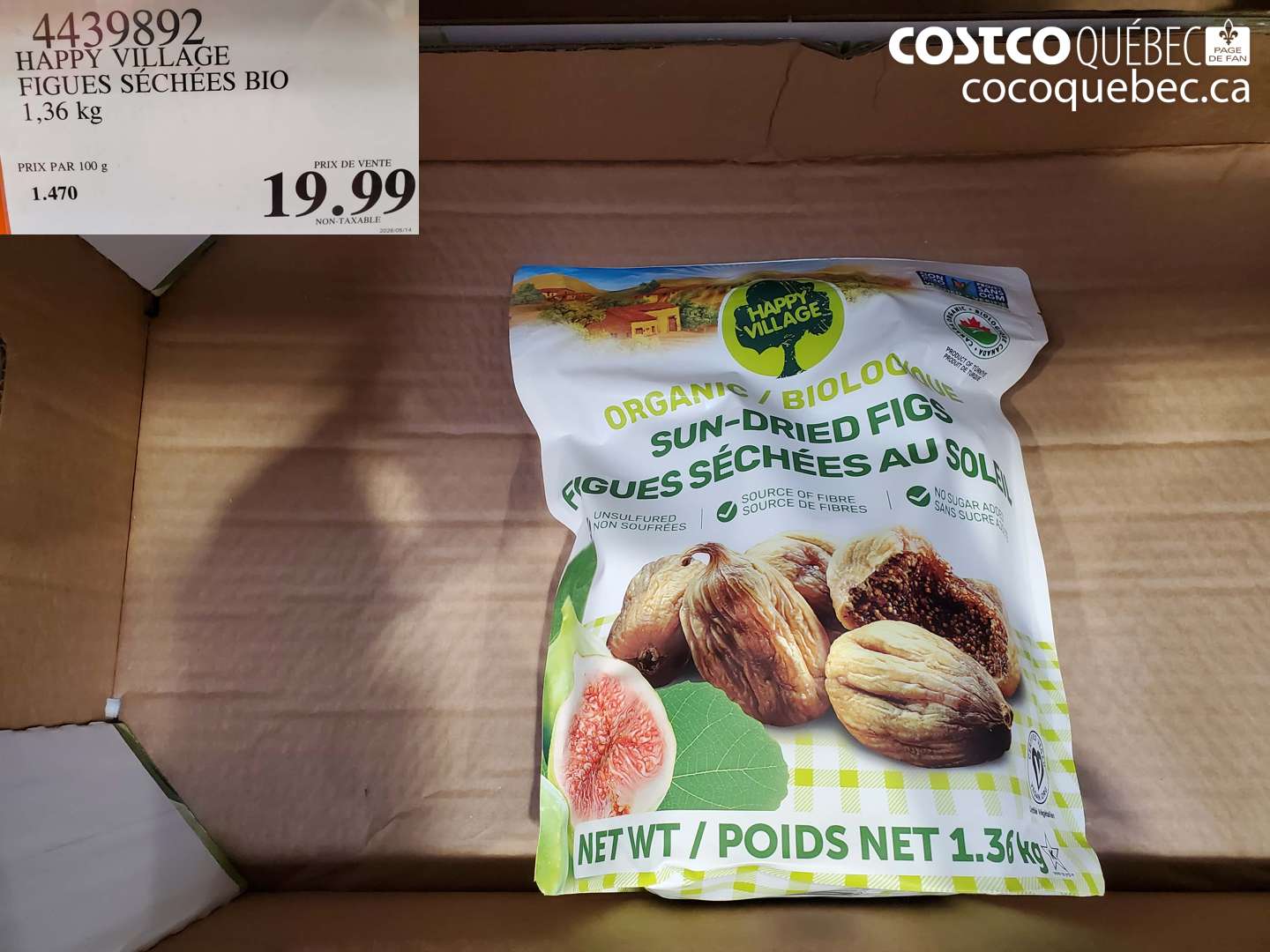 4439892 HAPPY VILLAGE FIGUES SÉCHÉES BIO 1.36 KG $19.99
