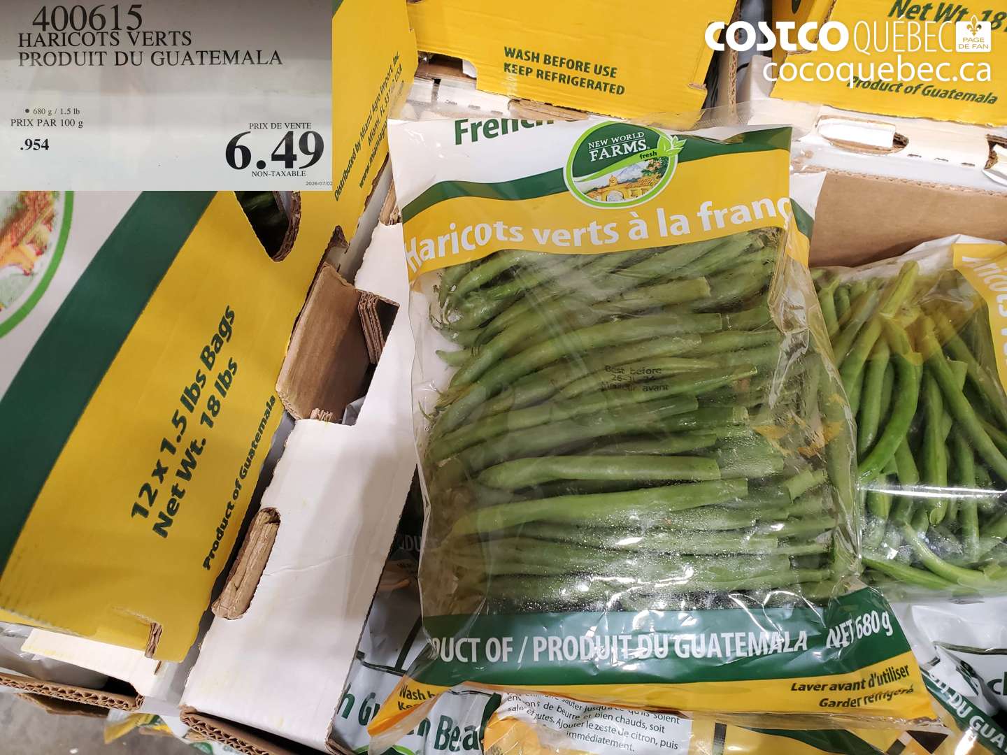 400615 HARICOTS VERTS PRODUIT DU GUATEMALA $6.49