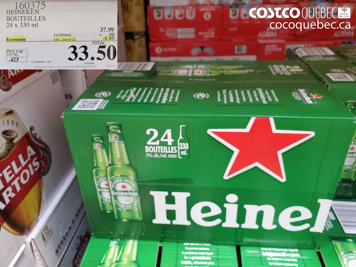 160375 HEINEKEN BOUTEILLES 24 X 330 ML ($5.45 INSTANT SAVINGS EXPIRES ON 2026-07-22) $33.50