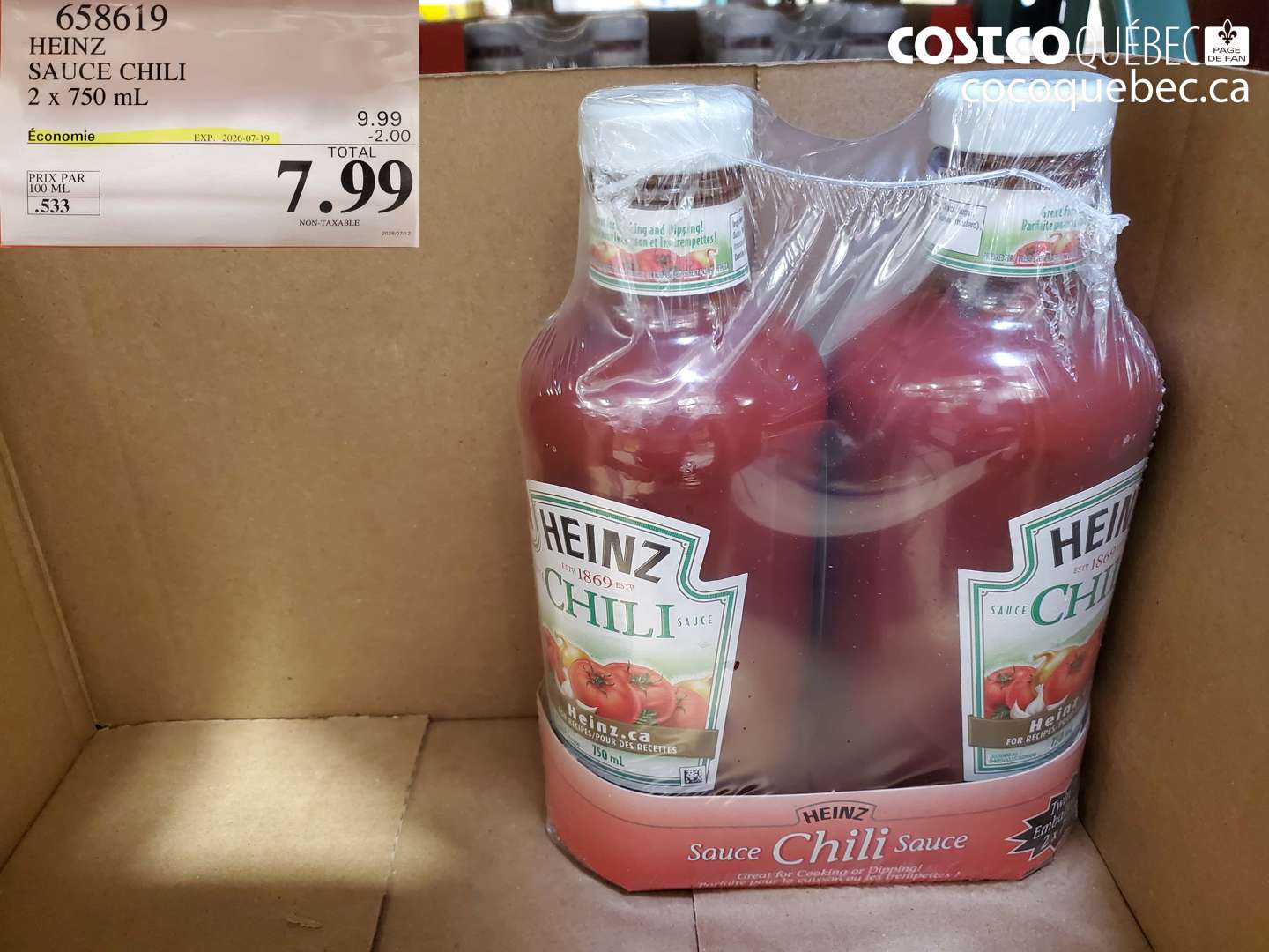658619 HEINZ SAUCE CHILI 2 X 750 ML ($2.00 INSTANT SAVINGS EXPIRES ON 2026-07-19) $7.99