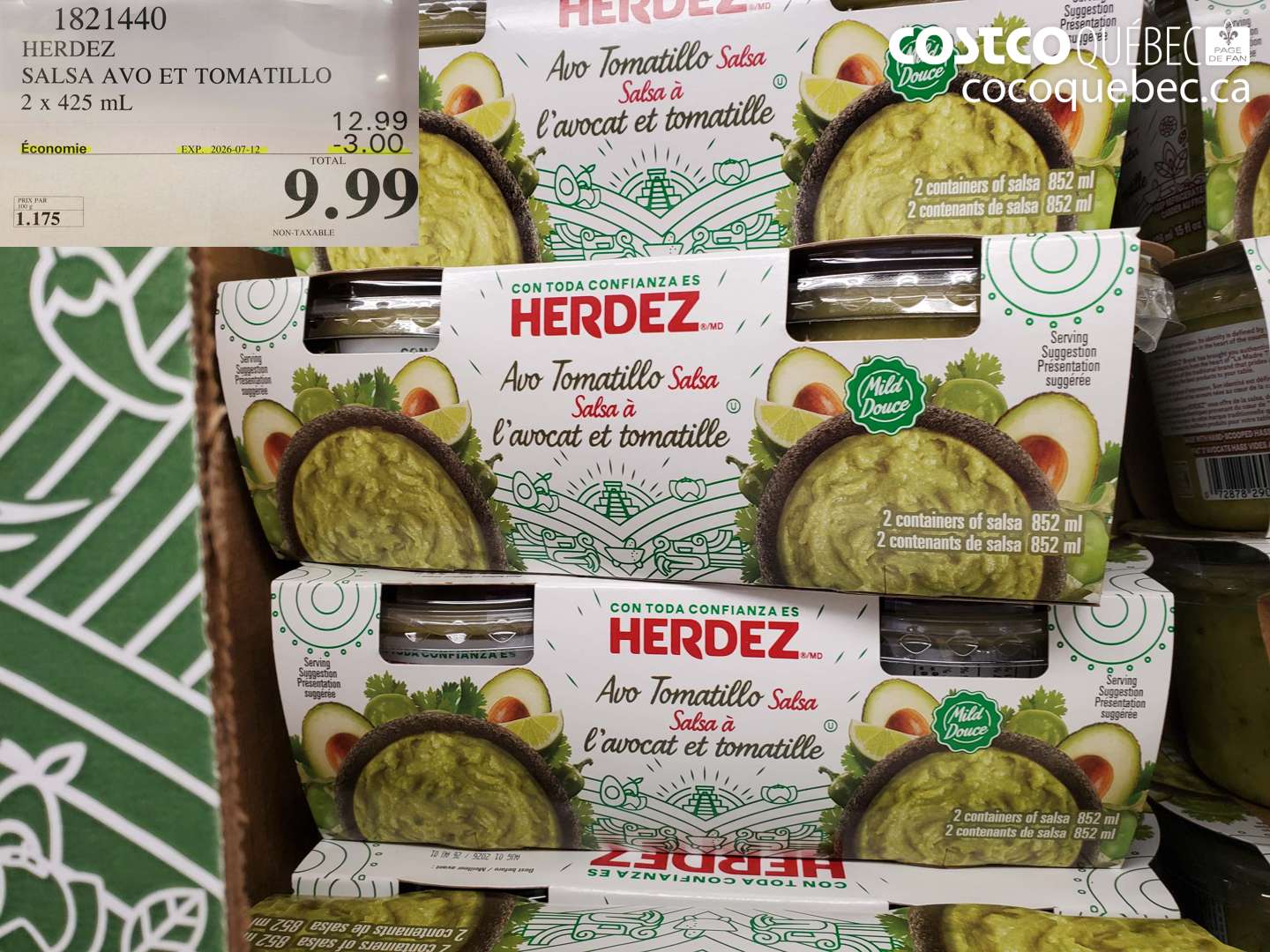 1821440 HERDEZ SALSA AVO ET TOMATILLO 2 X 425 ML ($3.00 INSTANT SAVINGS EXPIRES ON 2026-07-12) $9.99