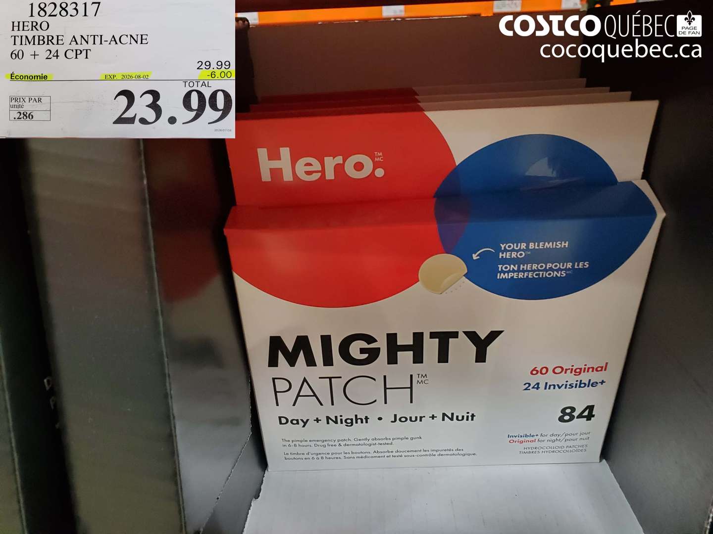 1828317 HERO TIMBRE ANTI-ACNE 60 + 24 CPT ($6.00 INSTANT SAVINGS EXPIRES ON 2026-08-02) $23.99