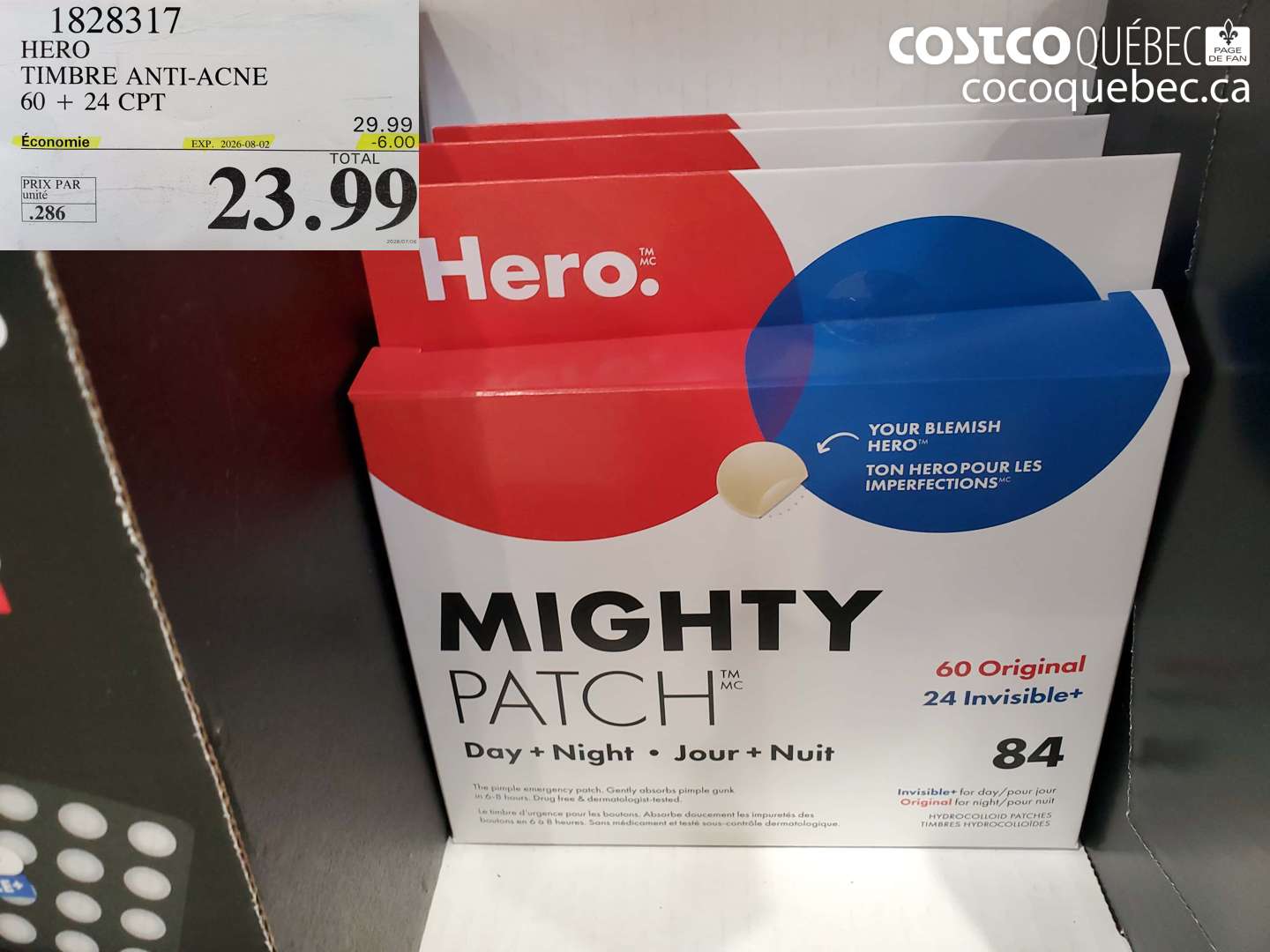 1828317 HERO TIMBRE ANTI-ACNE 60 + 24 CPT ($6.00 INSTANT SAVINGS EXPIRES ON 2026-08-02) $23.99