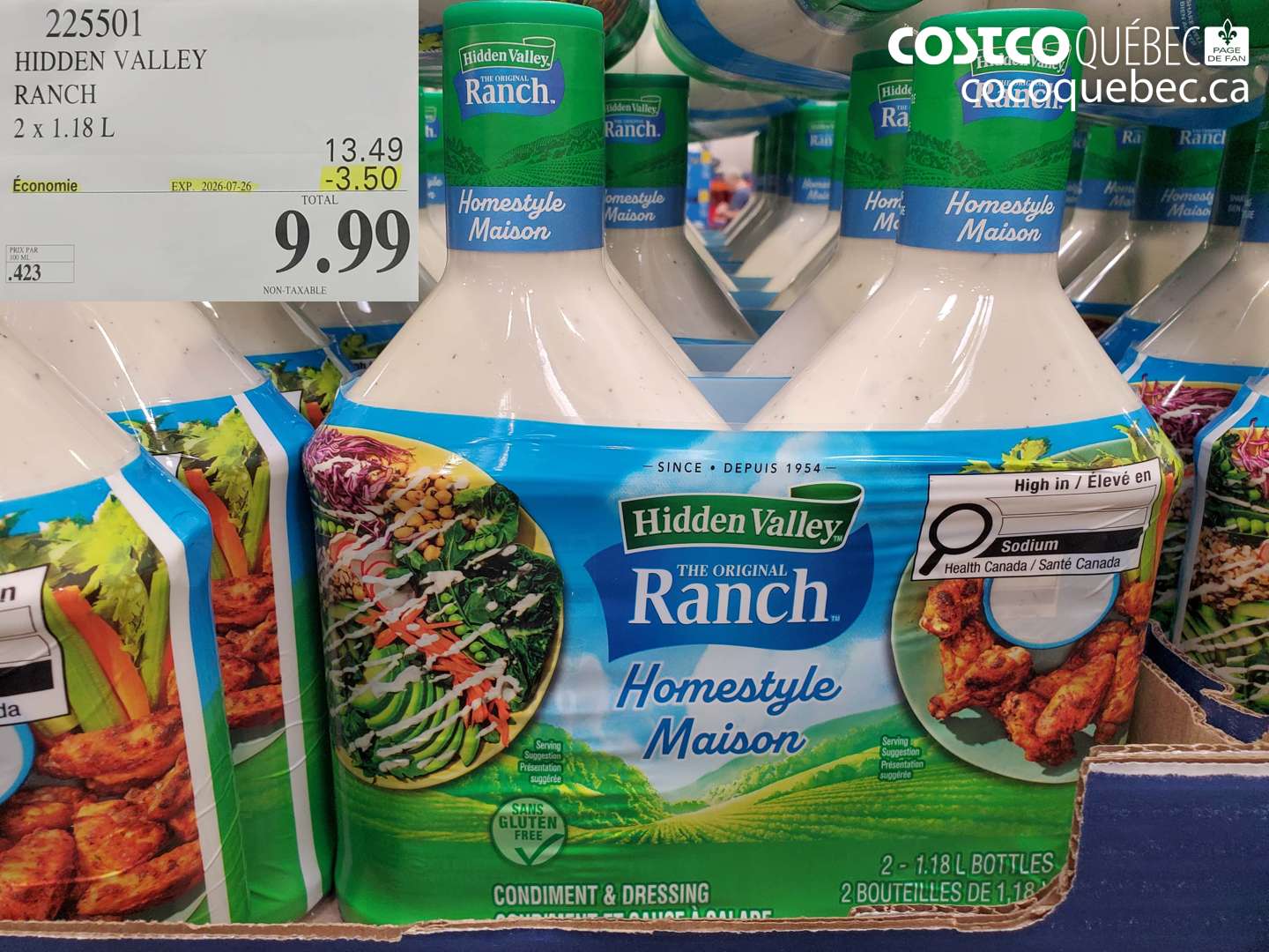 225501 HIDDEN VALLEY RANCH 2 X 1.18 L ($3.50 INSTANT SAVINGS EXPIRES ON 2026-07-26) $9.99