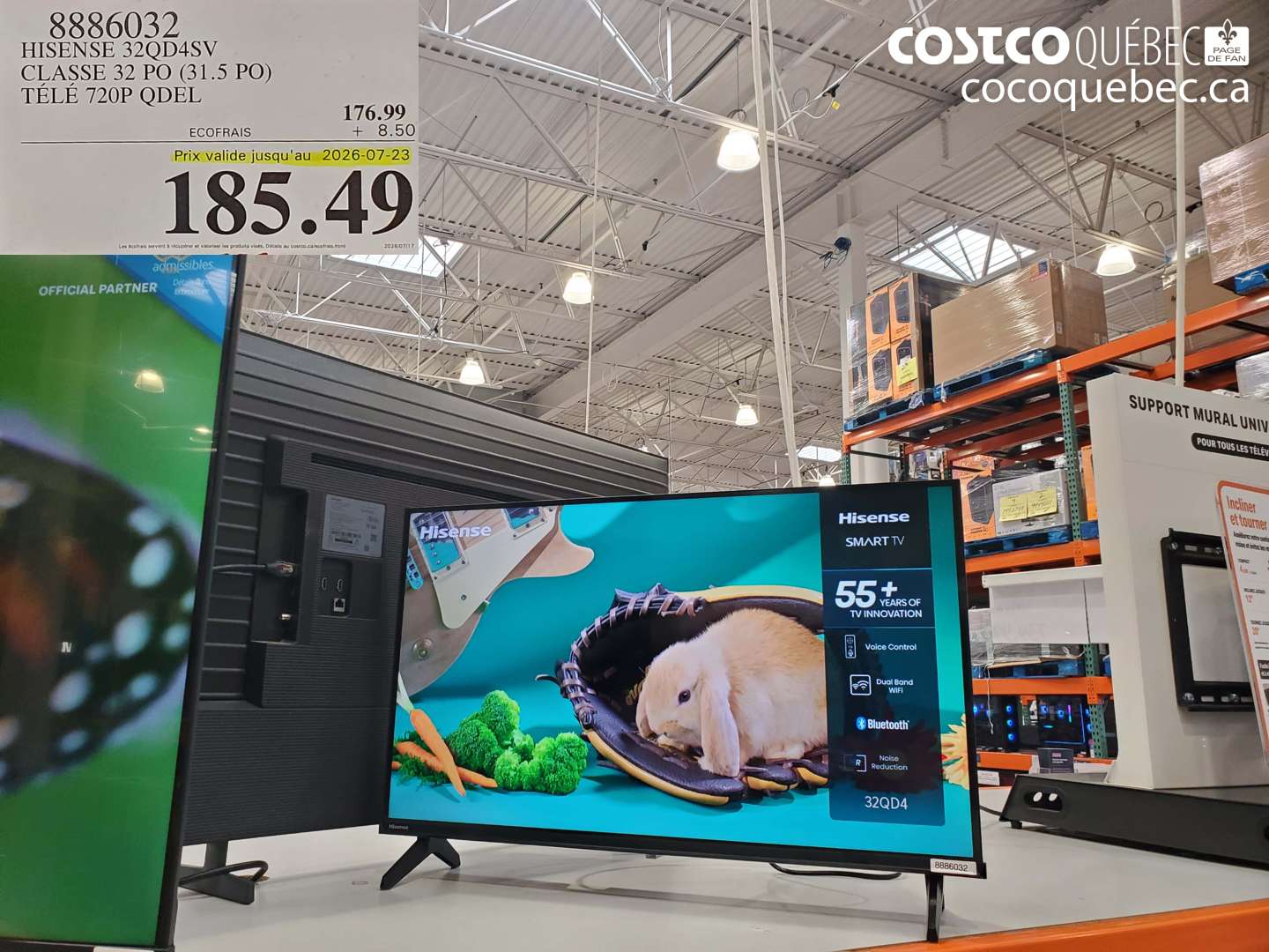 8886032 HISENSE 32QD4SV CLASSE 32 PO (31.5 PO) TÉLÉ 720P QDEL (EXPIRES ON 2026-07-23) $185.49