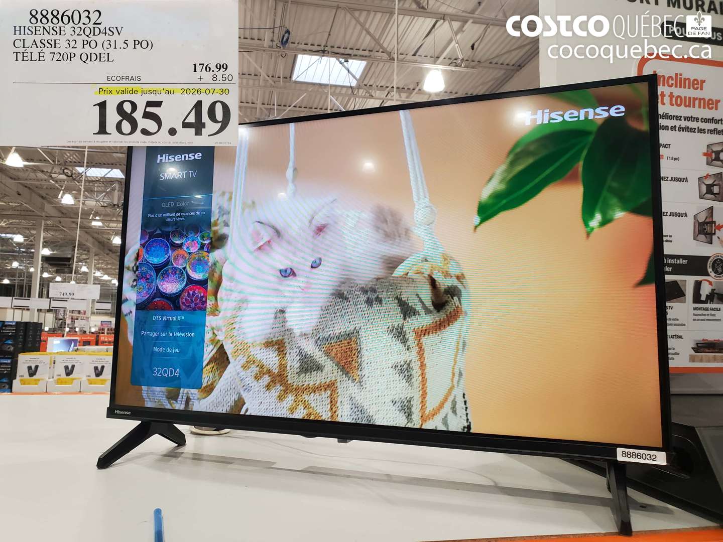 8886032 HISENSE 32QD4SV CLASSE 32 PO (31.5 PO) TÉLÉ 720P QDEL (EXPIRES ON 2026-07-30) $185.49