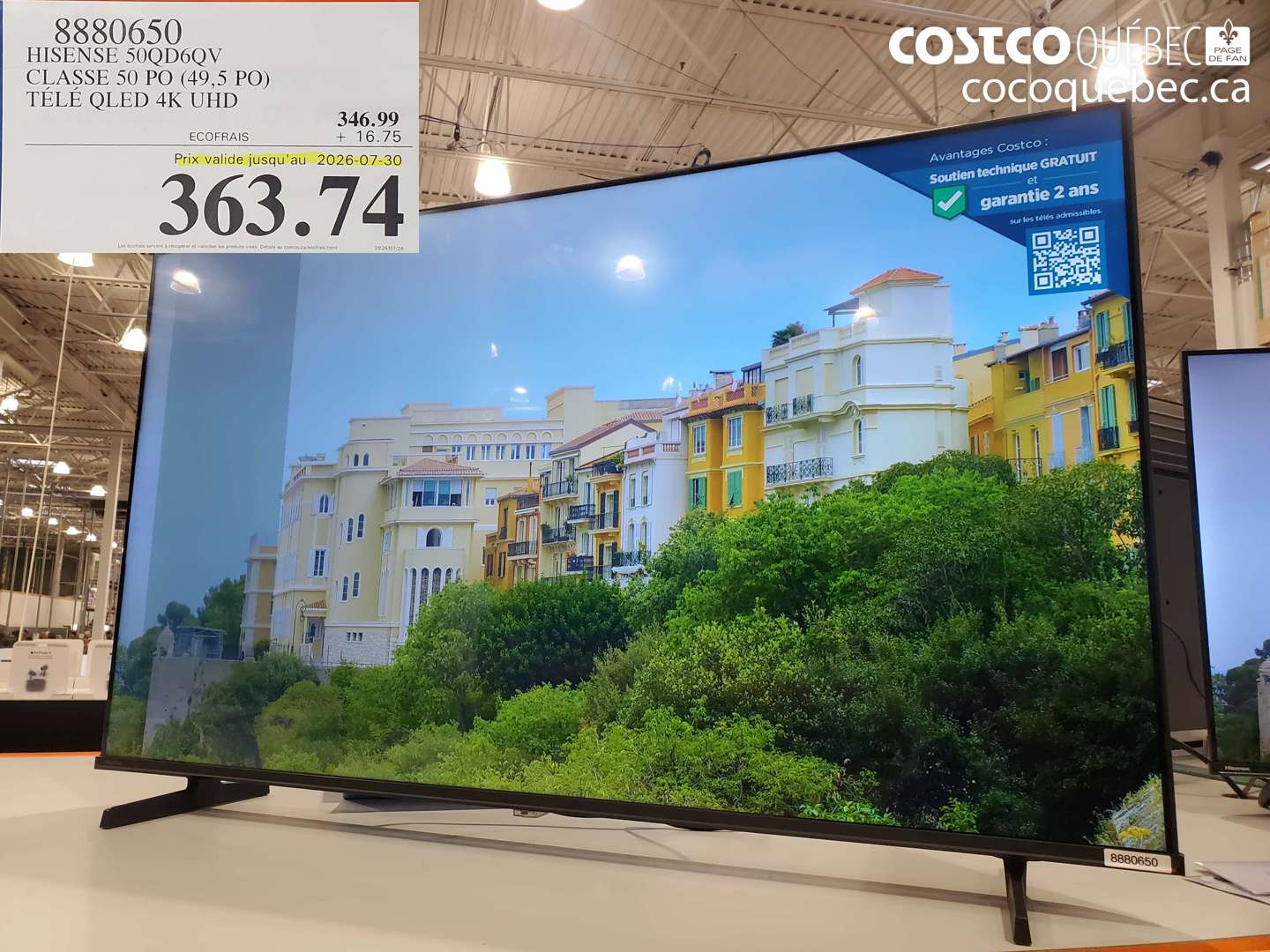 8880650 HISENSE 50QD6QV CLASSE 50 PO (49.5 PO) TÉLÉ QLED 4K UHD (EXPIRES ON 2026-07-30) $363.74