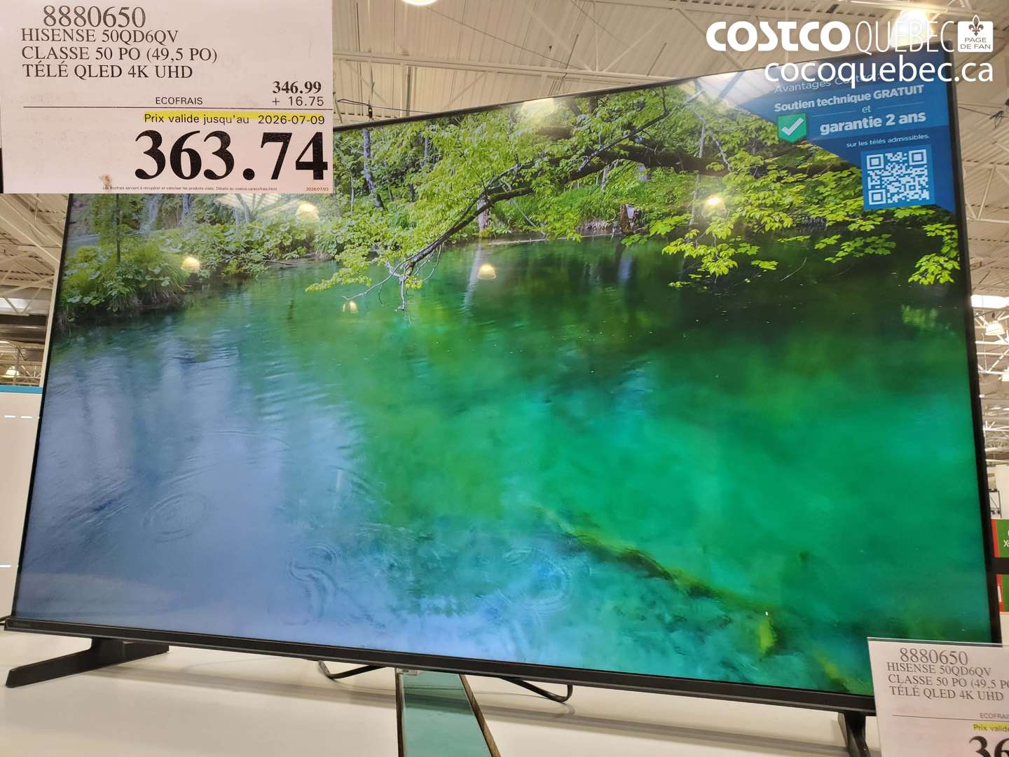 8880650 HISENSE 50QDQ60V CLASSE 50 PO (49.5 PO) TÉLÉ QLED 4K UHD (EXPIRES ON 2026-07-09) $363.74