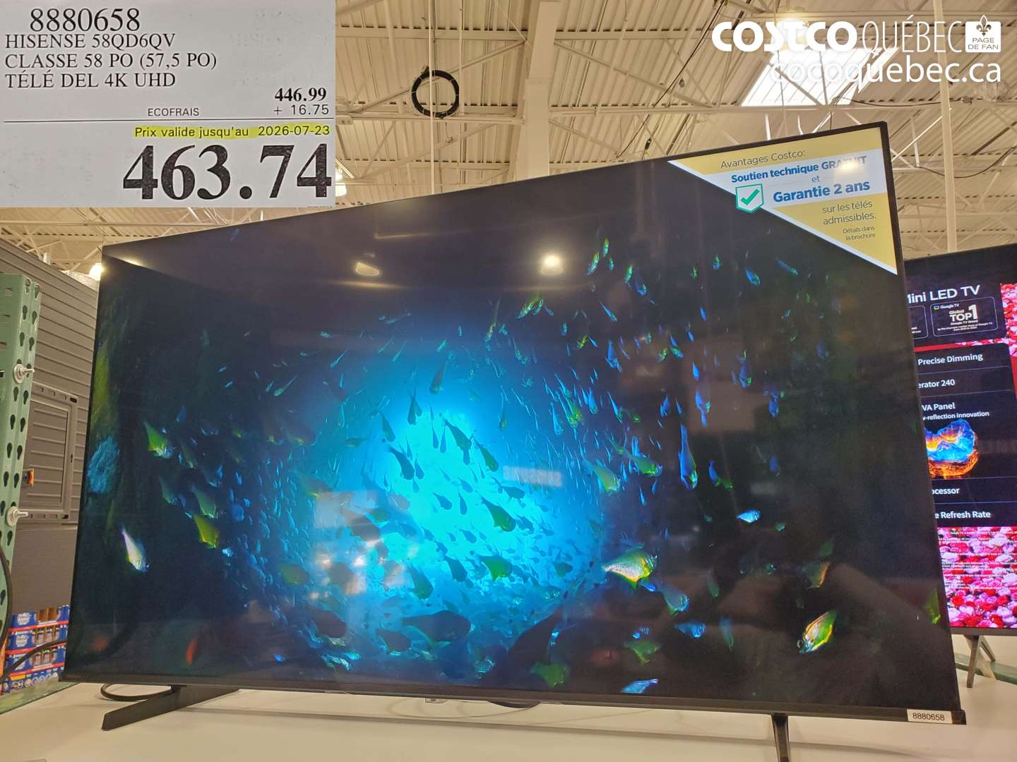 8880658 HISENSE 58Q6QV CLASSE 58 PO (57.5 PO) TÉLÉ DEL 4K UHD (EXPIRES ON 2026-07-23) $463.74