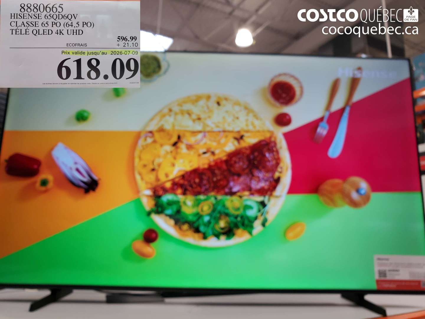 8880665 HISENSE 65QD6QV CLASSE 65 PO (64.5 PO) TÉLÉ QLED 4K UHD (EXPIRES ON 2026-07-09) $618.09