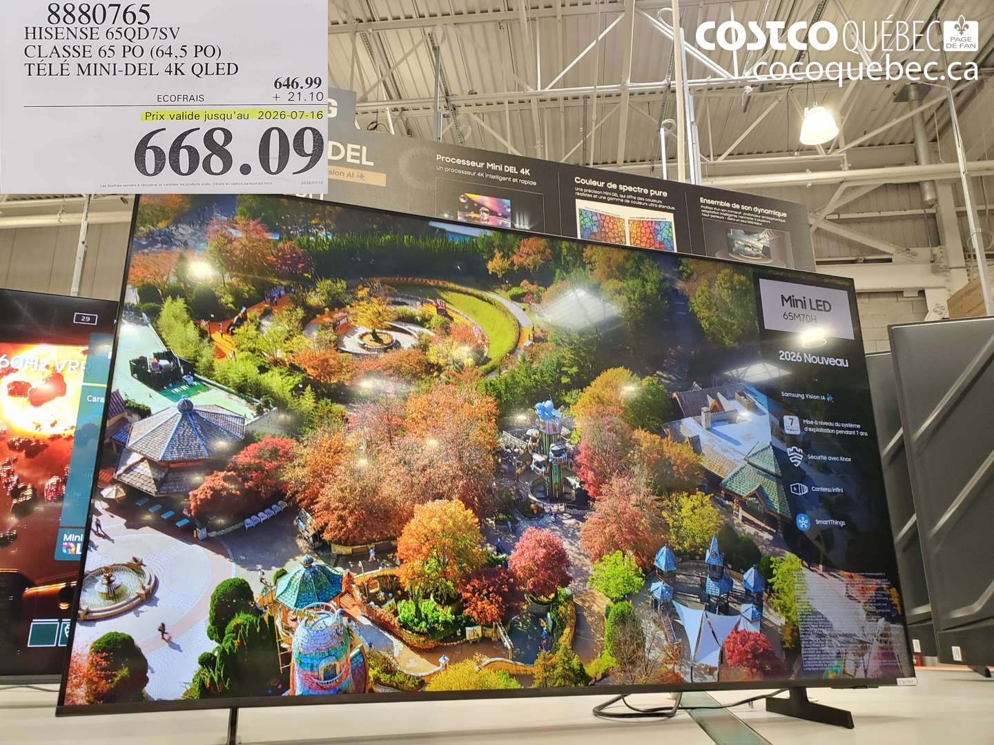 8880765 HISENSE 65QD7SV CLASSE 65 PO (64.5 PO) TÉLÉ MINI-DEL 4K QLED (EXPIRES ON 2026-07-16) $668.09