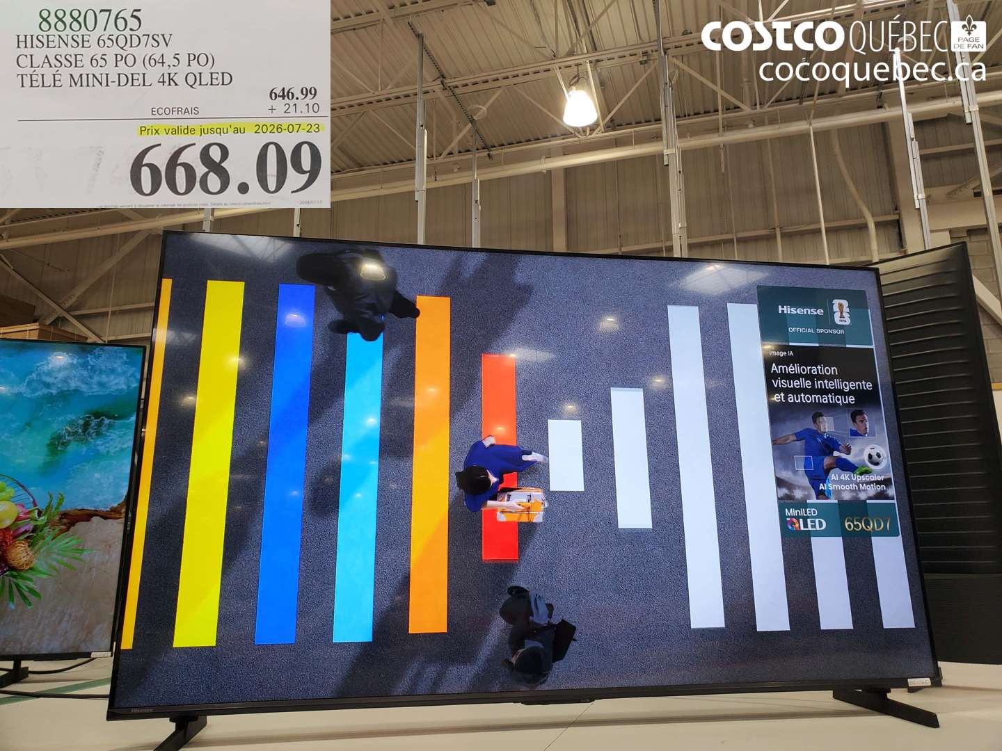 8880765 HISENSE 65QD7SV CLASSE 65 PO (64.5 PO) TÉLÉ MINI-DEL 4K QLED (EXPIRES ON 2026-07-23) $668.09