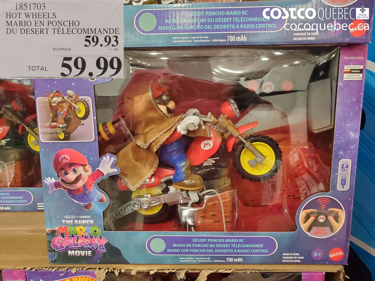 1851703 HOT WHEELS MARIO EN PONCHO DU DESERT TELECOMMANDE $59.99