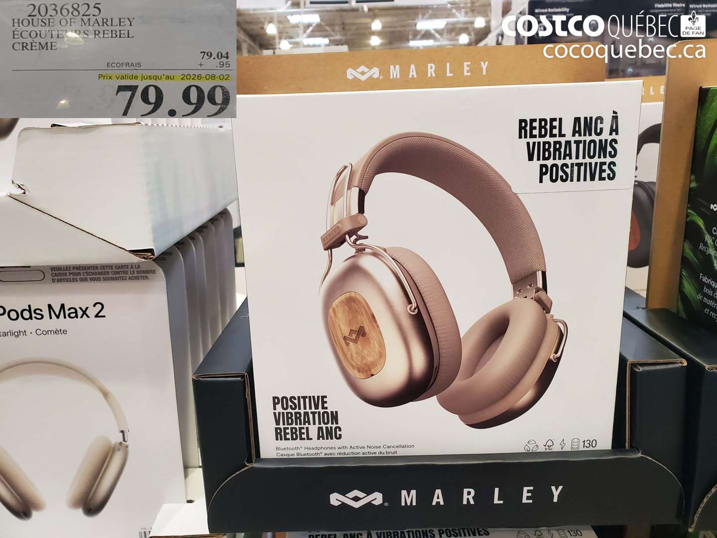 2036825 HOUSE OF MARLEY ÉCOUTEURS REBEL CRÈME (EXPIRES ON 2026-08-02) $79.99