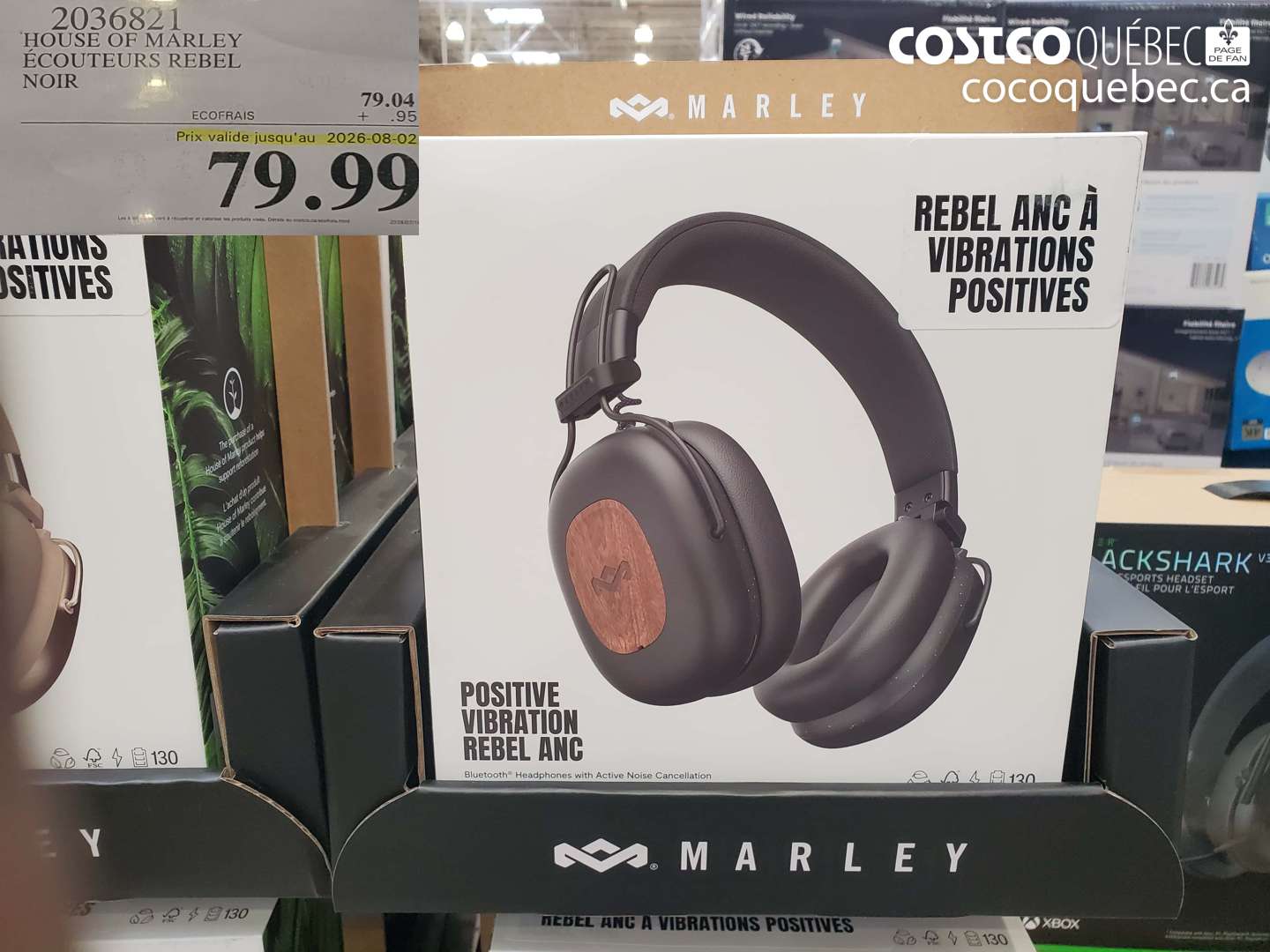 2036821 HOUSE OF MARLEY ÉCOUTEURS REBEL NOIR (EXPIRES ON 2026-08-02) $79.99