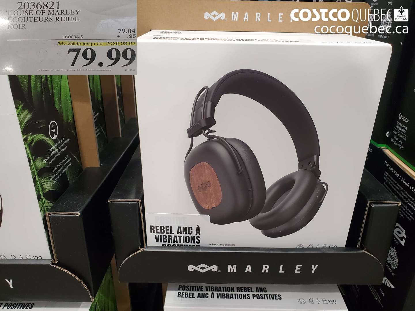 2036821 HOUSE OF MARLEY ÉCOUTEURS REBEL NOIR (EXPIRES ON 2026-08-02) $79.99