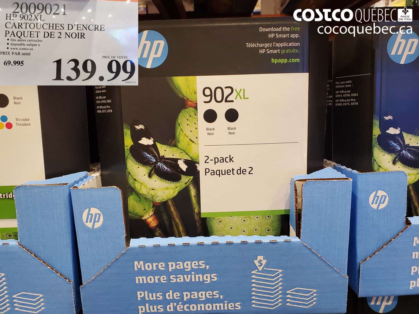 2009021 HP 902XL CARTOUCHES D'ENCRE PAQUET DE 2 NOIR $139.99