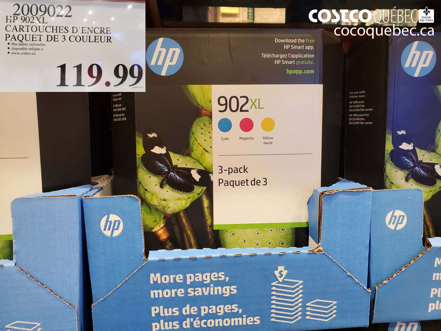 2009022 HP 902XL CARTOUCHES D'ENCRE PAQUET DE 3 COULEUR $119.99