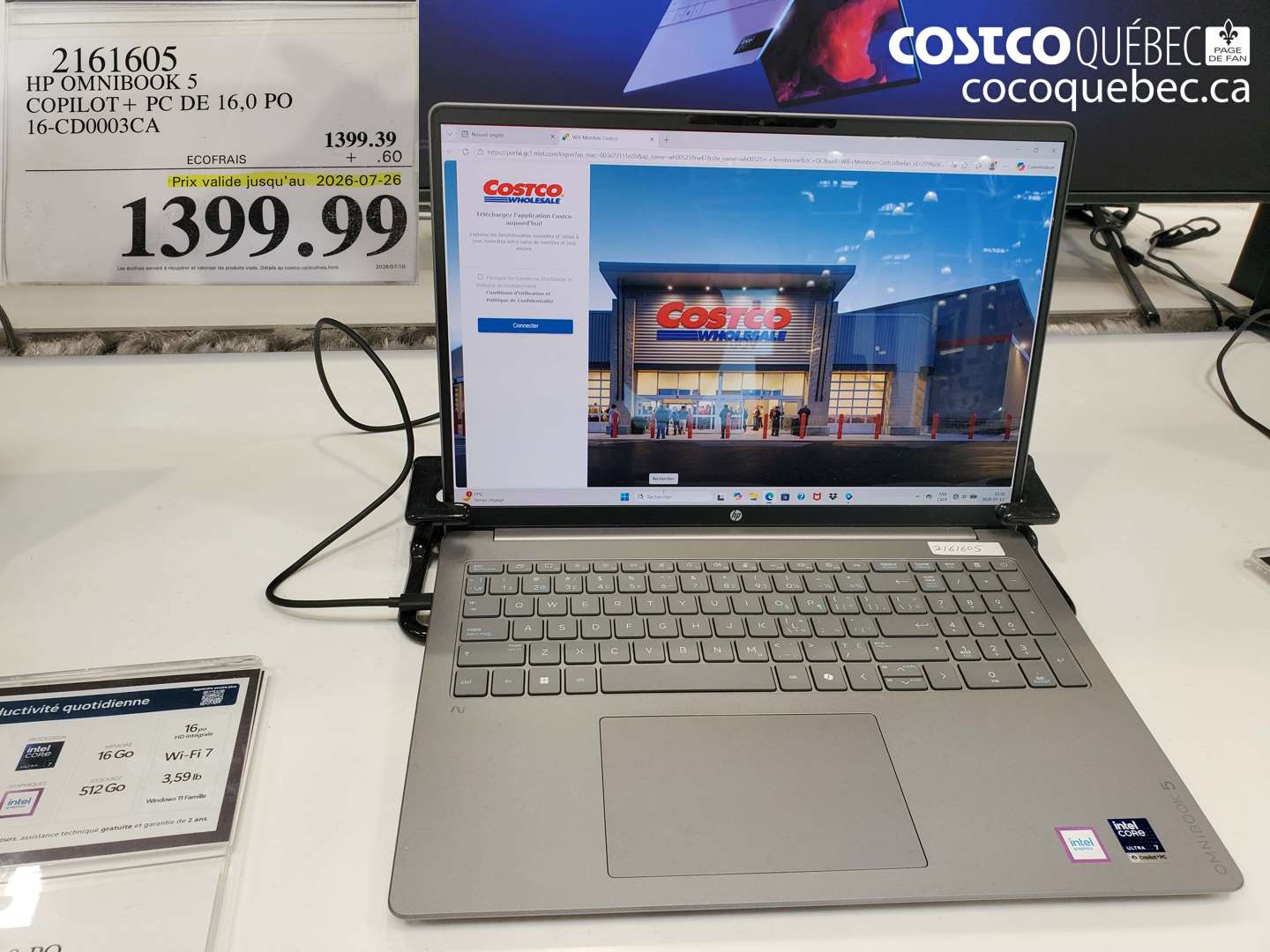 2161605 HP OMNIBOOK 5 COPILOT + PC DE 16.0 PO 16-CD0003CA (EXPIRES ON 2026-07-26) $1399.99
