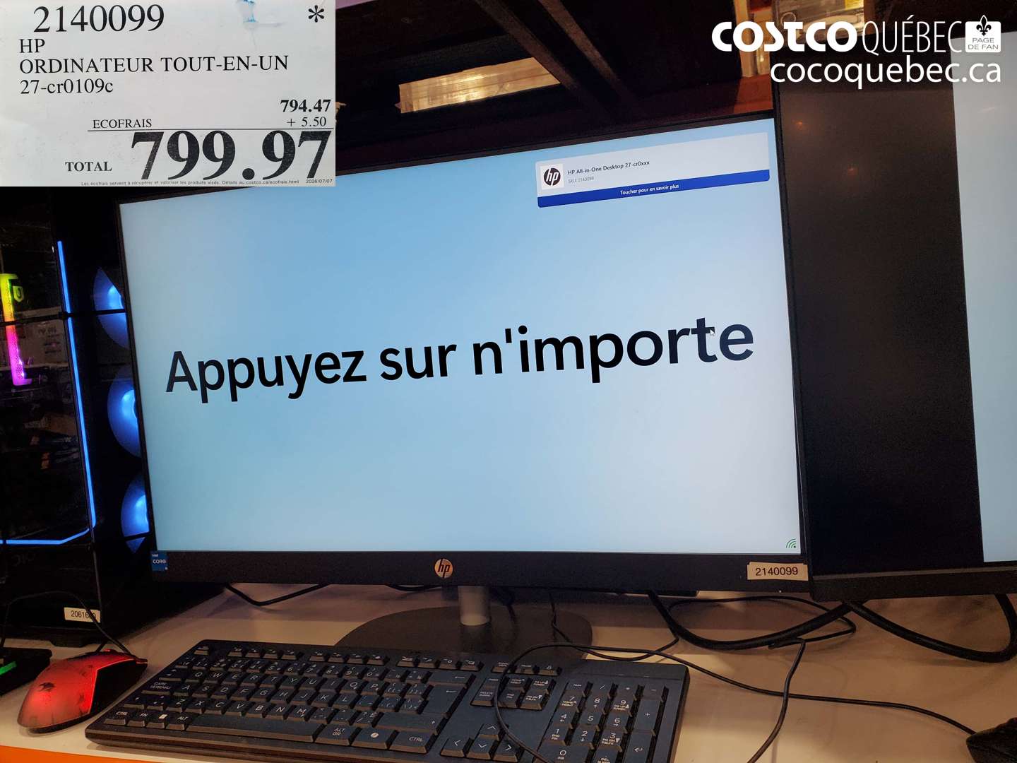2140099 HP ORDINATEUR TOUT-EN-UN 27-CR0109C $799.97