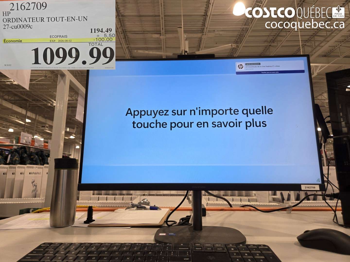 2162709 HP ORDINATEUR TOUT-EN-UN 27-CU0009C ($100.00 INSTANT SAVINGS EXPIRES ON 2026-08-02) $1099.99