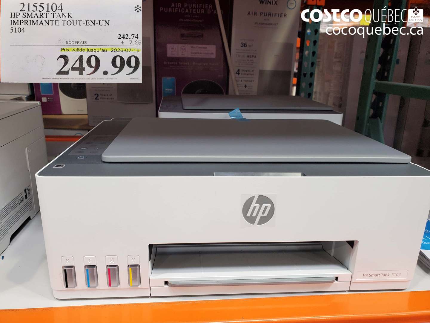 2155104 HP SMART TANK IMPRIMANTE TOUT-EN-UN 5104 (EXPIRES ON 2026-07-16) $249.99