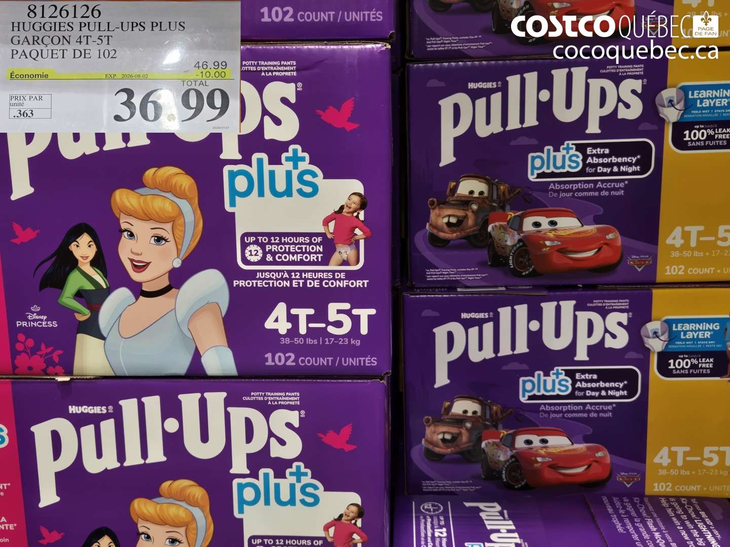 8126126 HUGGIES PULL-UPS PLUS GARÇON 4T-5T PAQUET DE 102 ($10.00 INSTANT SAVINGS EXPIRES ON 2026-08-02) $36.99