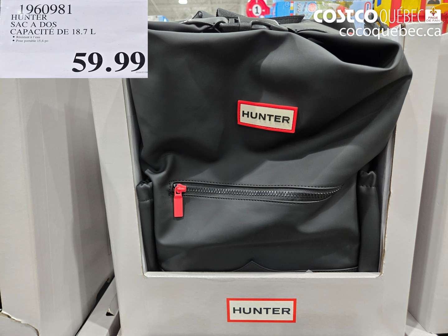 1960981 HUNTER SAC A DOS CAPACITÉ DE 18.7 L $59.99