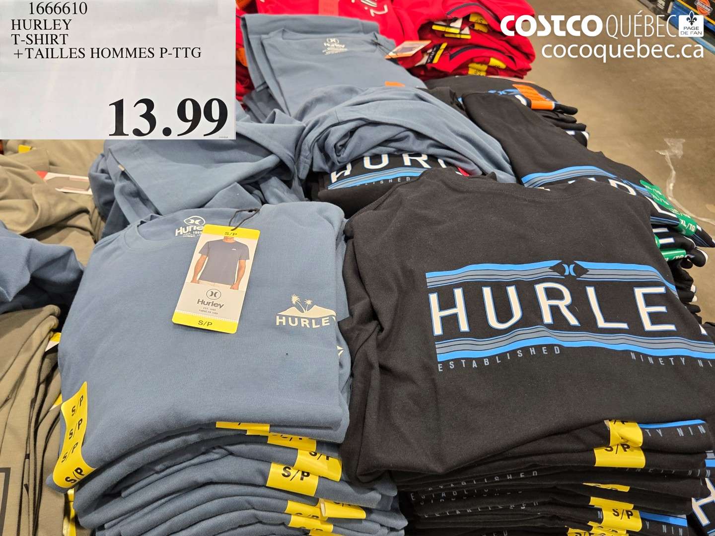 1666610 HURLEY T-SHIRT + TAILLES HOMMES P-TTG $13.99