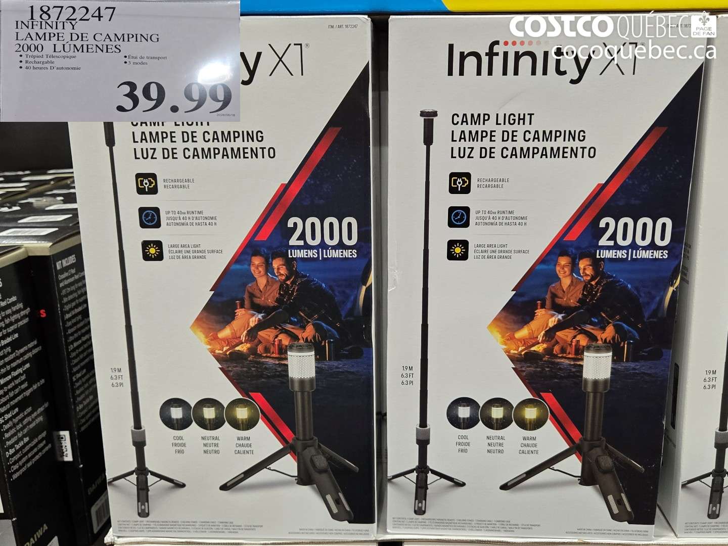 1872247 INFINITY LAMPE DE CAMPING 2000 LÚMENES $39.99
