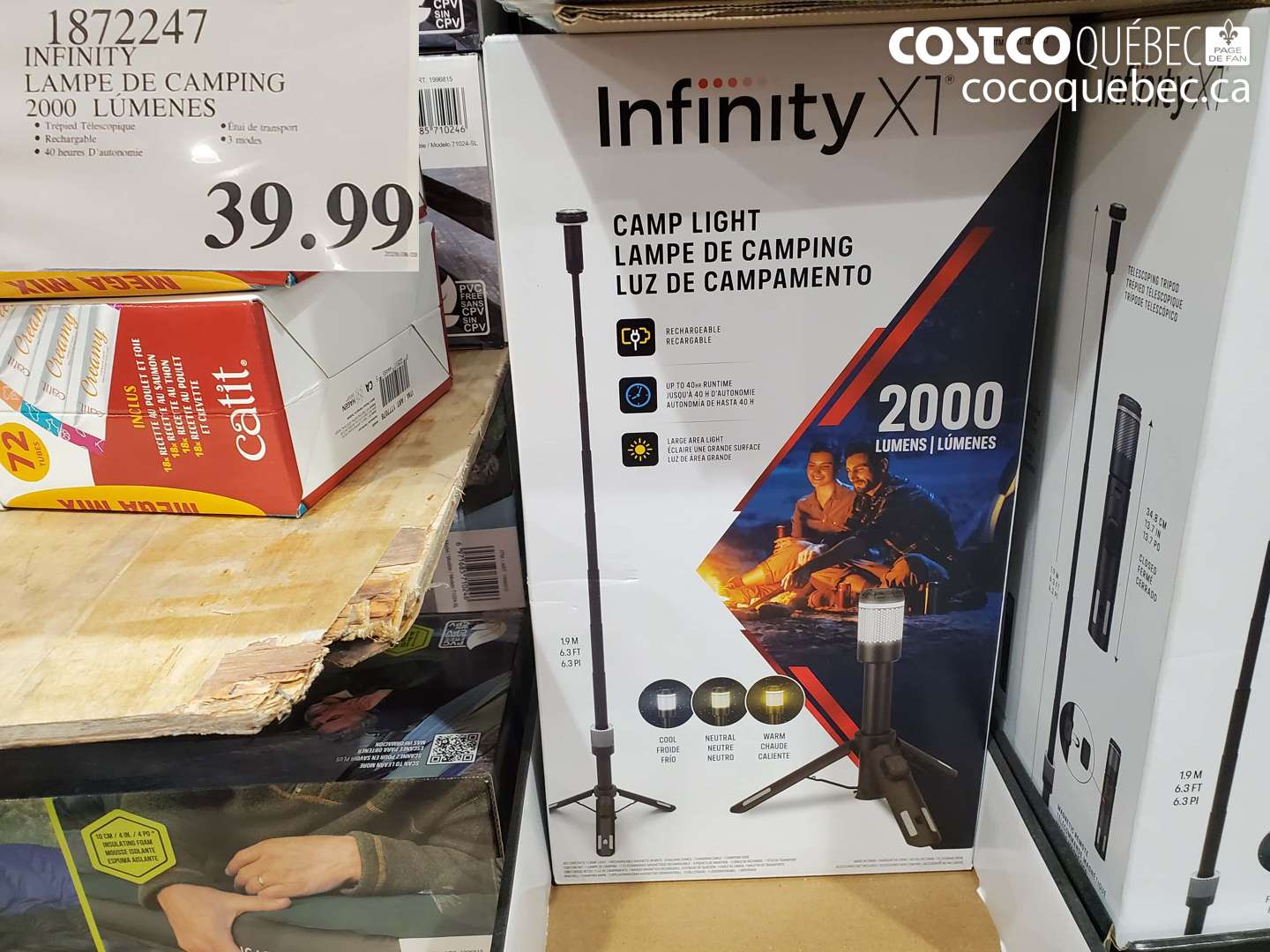 1872247 INFINITY LAMPE DE CAMPING 2000 LUMENES $39.99