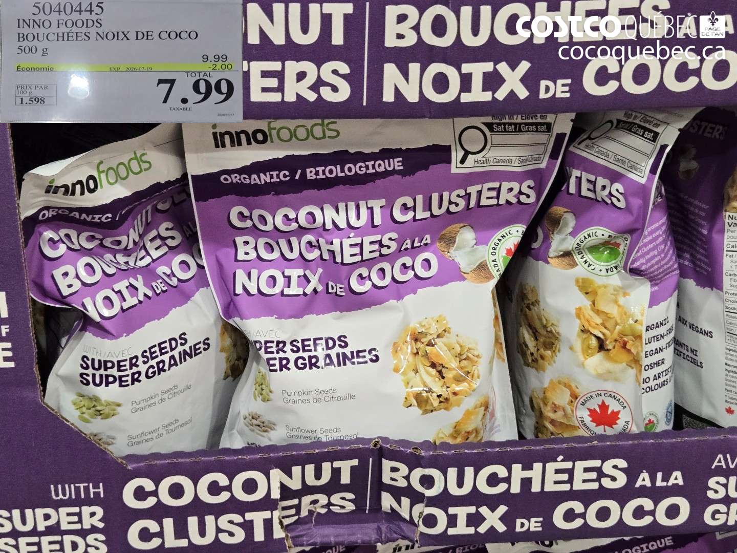 5040445 INNO FOODS BOUCHÉES NOIX DE COCO ($2.00 INSTANT SAVINGS EXPIRES ON 2026-07-19) $7.99