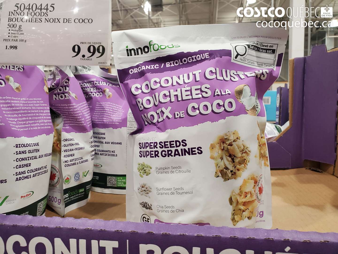 5040445 INNO FOODS BOUCHÉES NOIX DE COCO 500 G $9.99