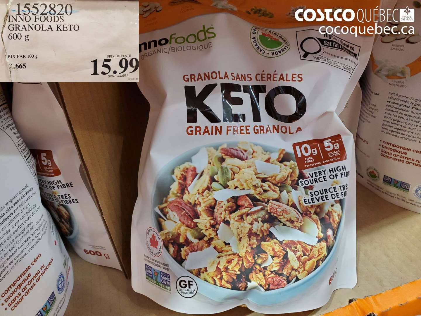 1552820 INNO FOODS GRANOLA KETO 600 G $15.99