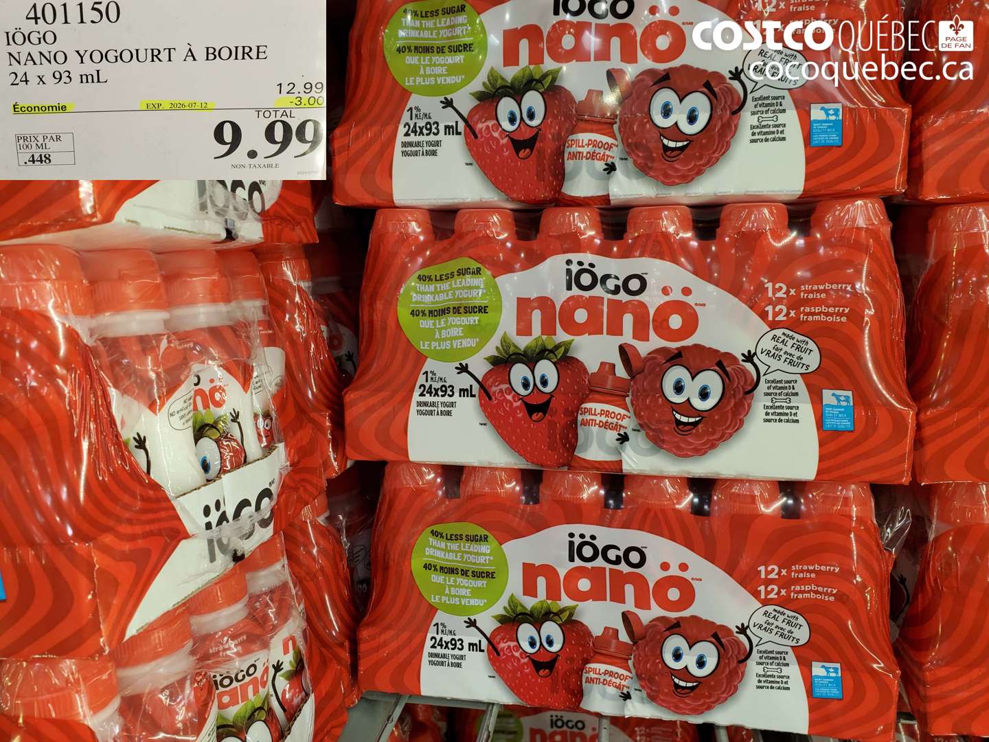 401150 IÖGO NANO YOGOURT À BOIRE 24 X 93 ML ($3.00 INSTANT SAVINGS EXPIRES ON 2026-07-12) $9.99